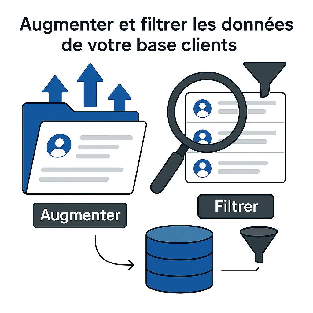 Illustration représentant des données clients augmentées et filtrées.