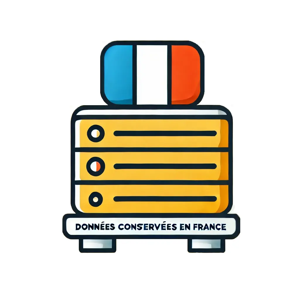 Illustration représentant un serveur de données avec un drapeau Français