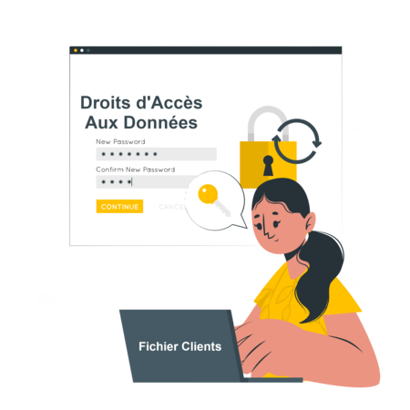 Illustration montrant une personne gérant les droits d'accès