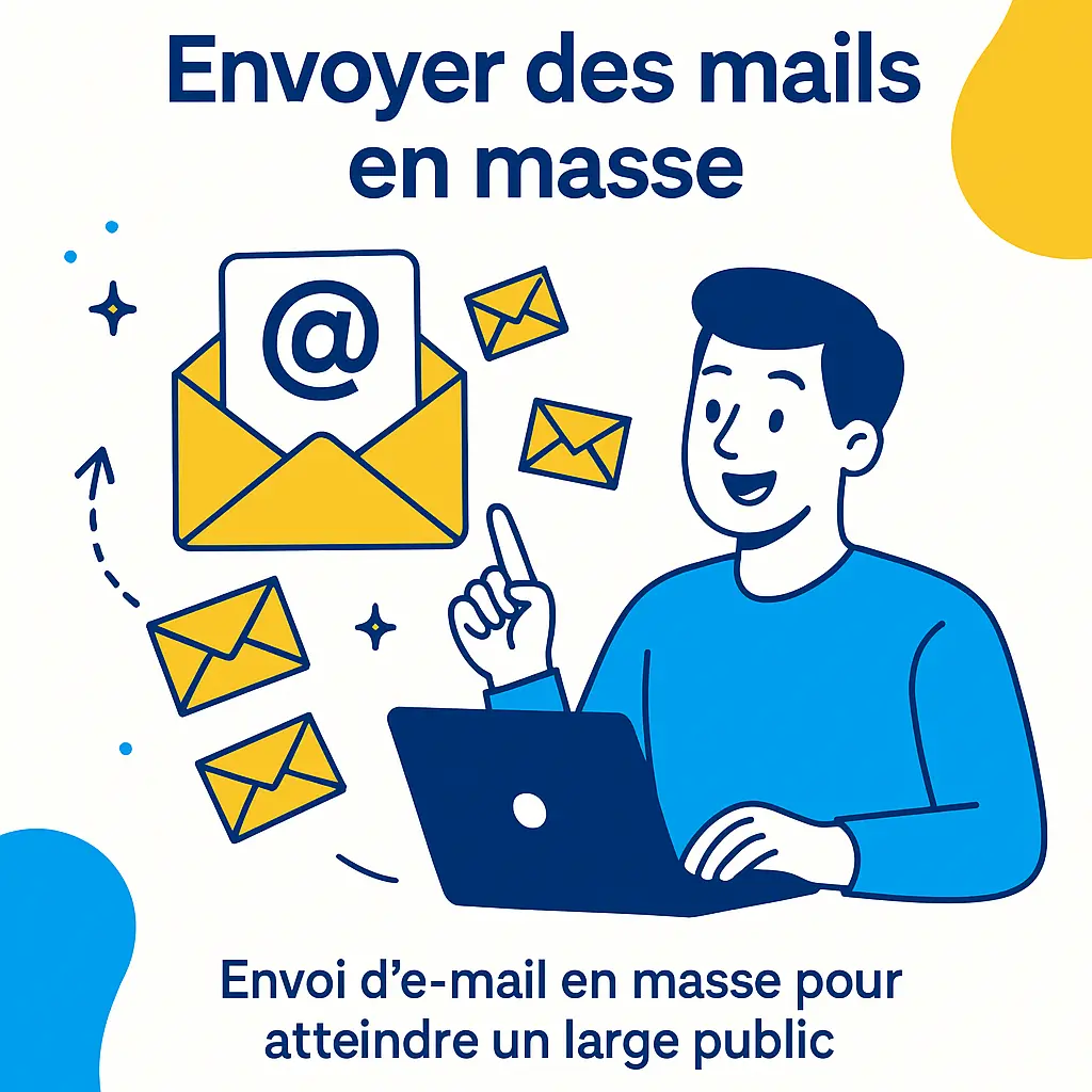 Envoi d’e-mail en masse : utilisateur cliquant sur 'Envoyer' pour diffuser un grand nombre de messages depuis son ordinateur