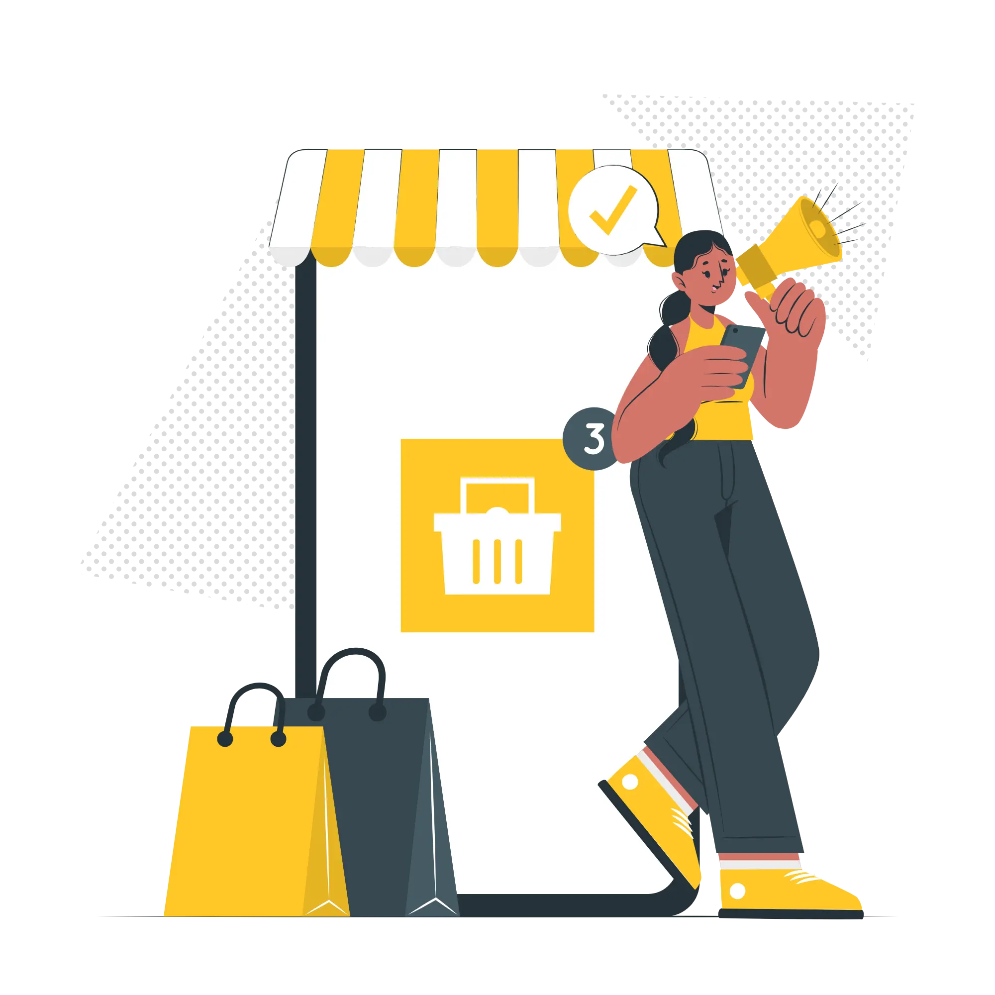 Illustration d'un client heureux soulevant une coupe. C'est la fidélité gagnante.