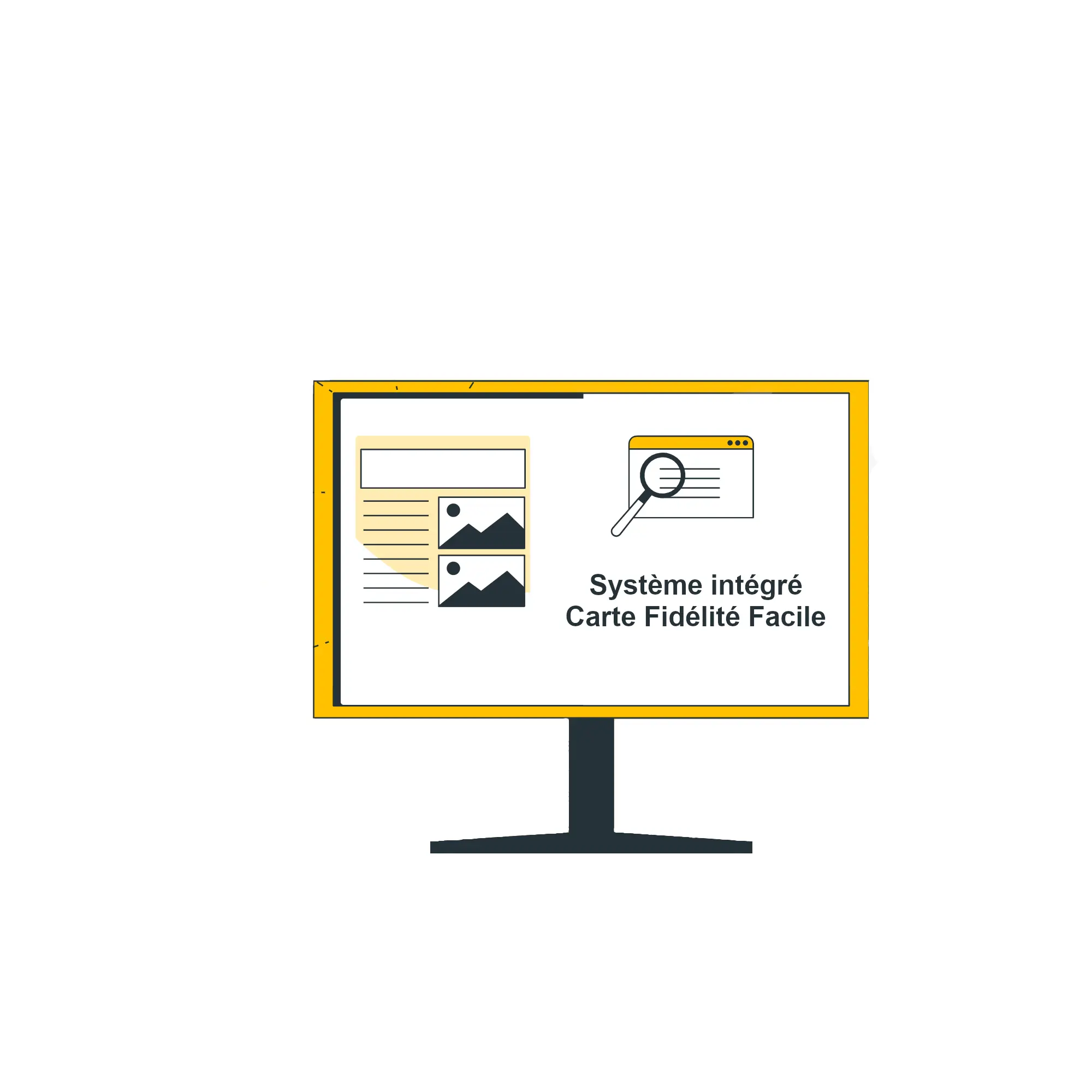 Système informatique intégré - Carte Fidélité Illustration représentant un système informatique intégré au système de fidélisation Carte Fidélité Facile.