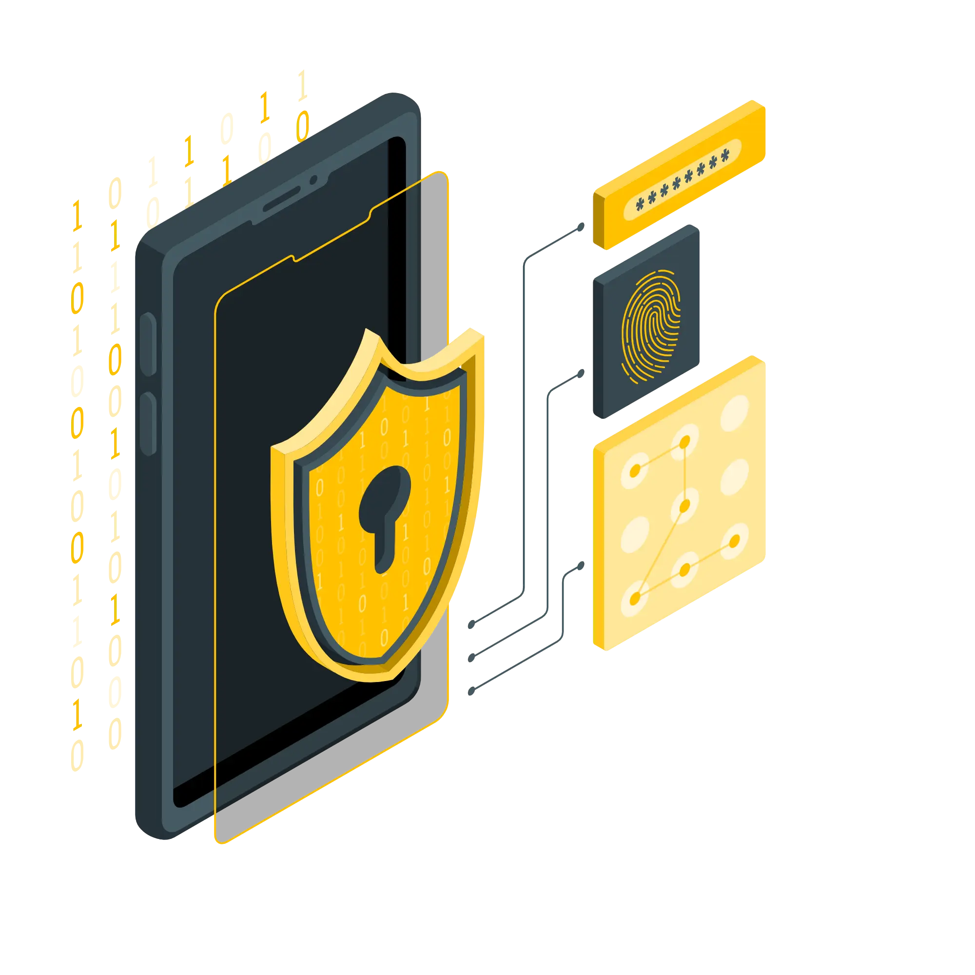 Chiffrement des Données Illustration montrant des données protégées sur un smartphone