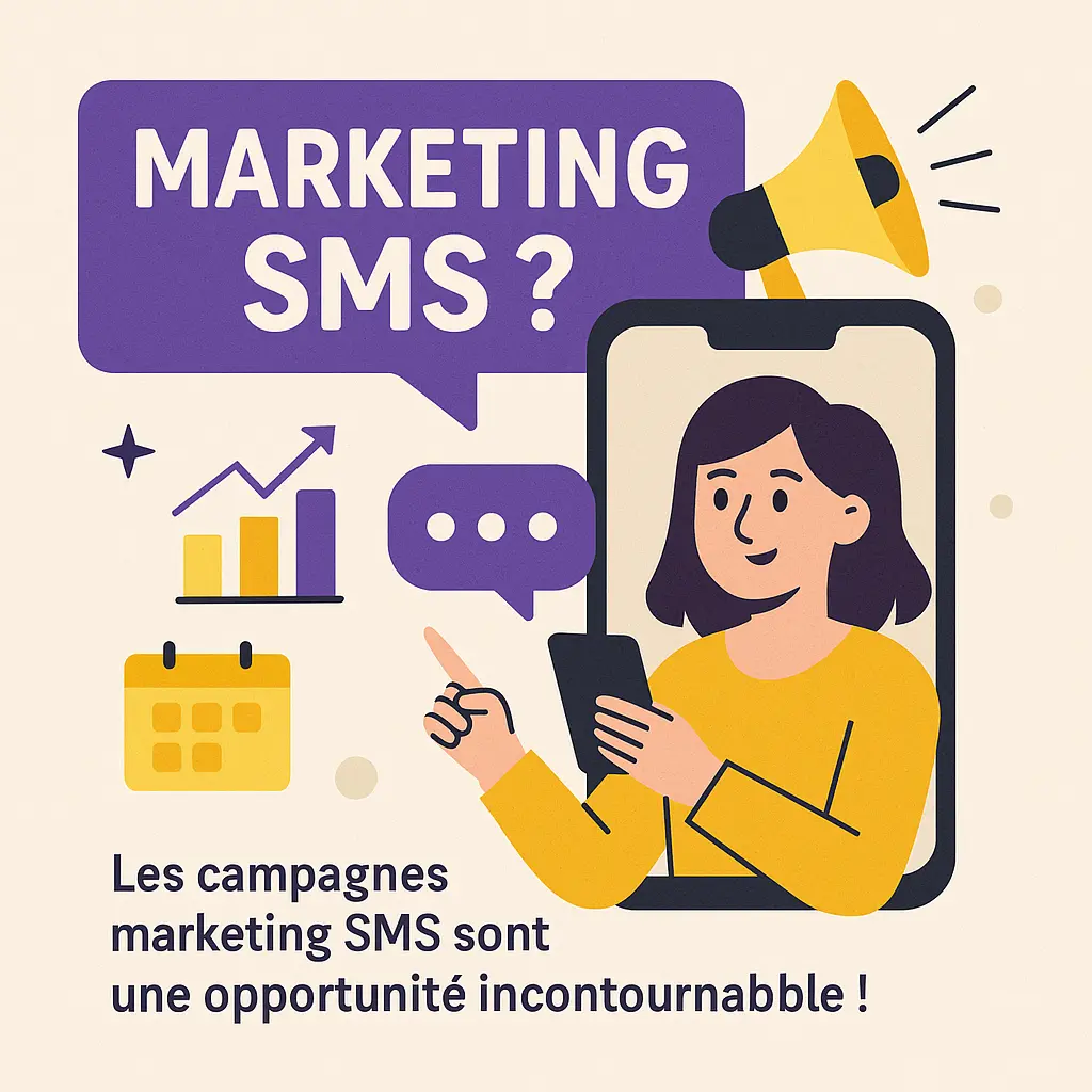 Marketing SMS - Illustration d'un smartphone moderne avec messages promotionnels